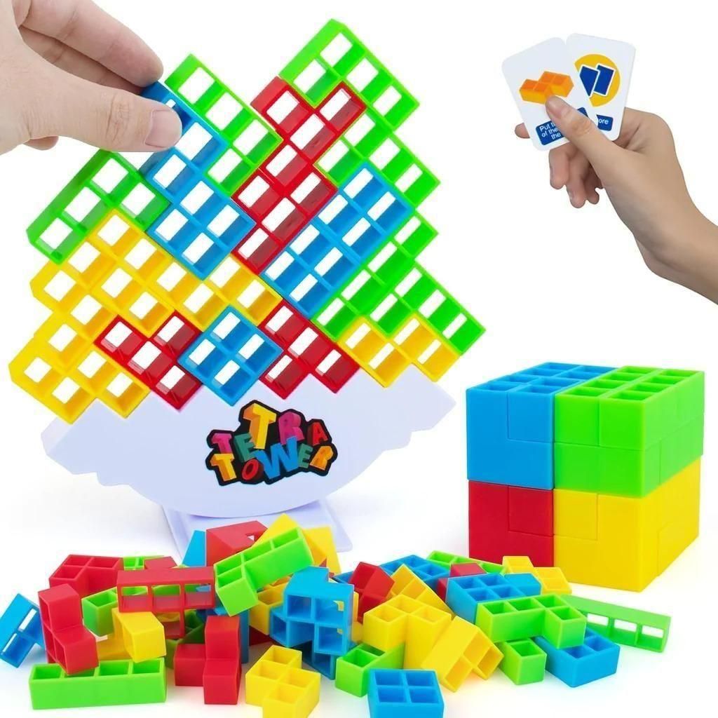 ZooZoo New Upgraded Tetra Tower Stacking Game (300g) - Challenge & Fun for Kids & Adults (Multicolor, Plastic)