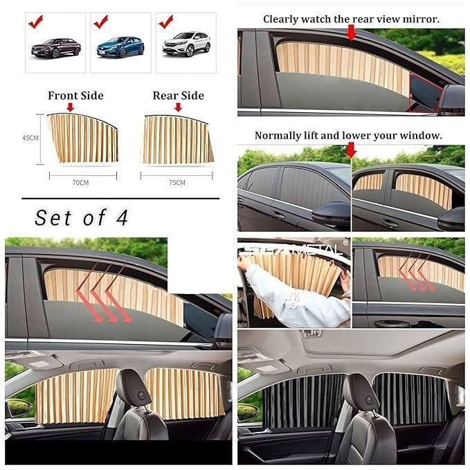 ZooZoo Car Thermal Magnetic Window Sunshield (4pcs) - Stay Cool & Protected on the Road