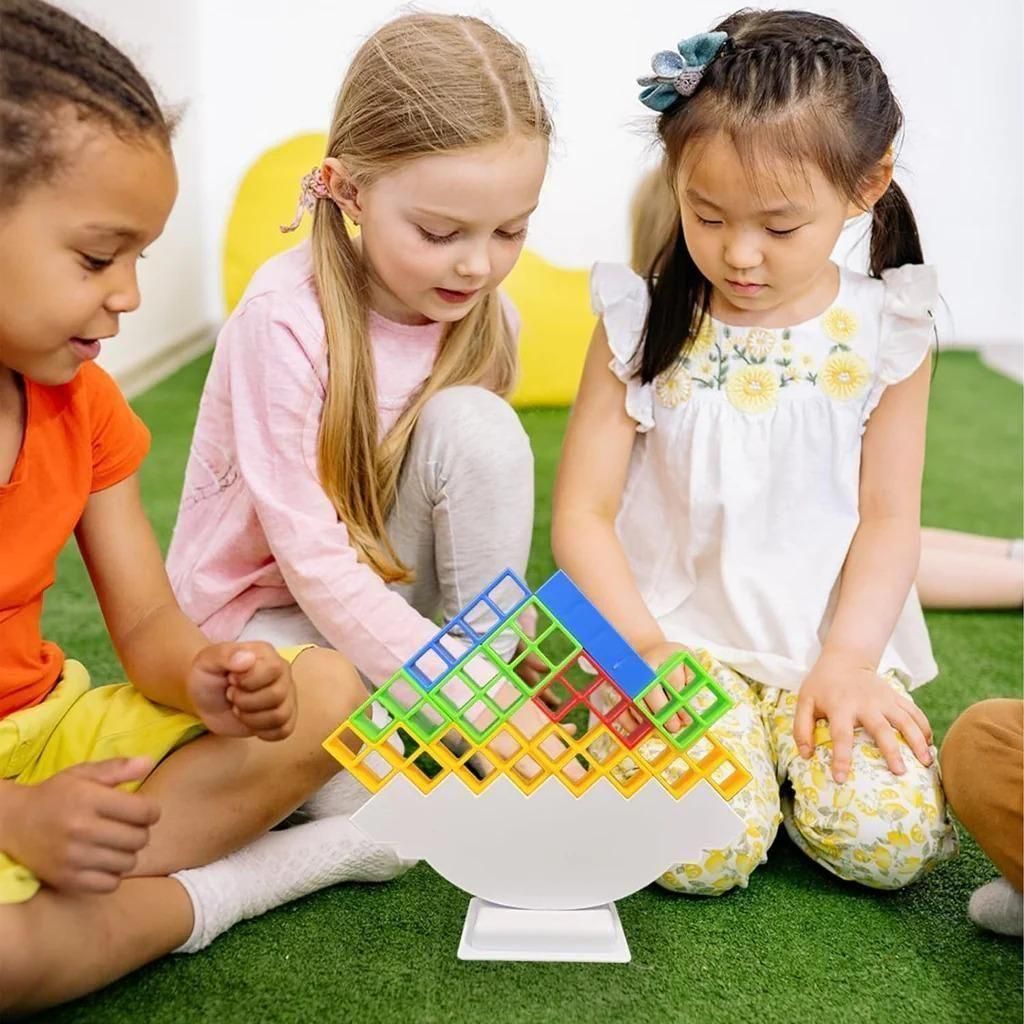 ZooZoo New Upgraded Tetra Tower Stacking Game (300g) - Challenge & Fun for Kids & Adults (Multicolor, Plastic)