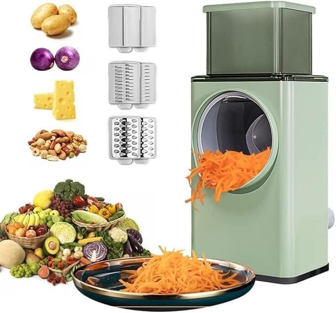 ZooZoo Multifunctional Manual Vegetable Grater (470g) - Effortless Prep, Endless Possibilities (3 Interchangeable Blades, Plastic & Stainless Steel, Random Color)