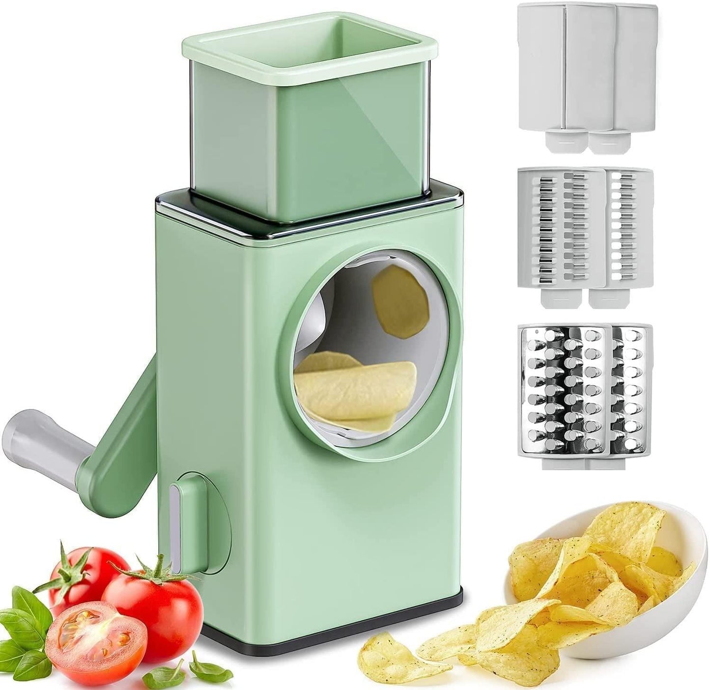 ZooZoo Multifunctional Manual Vegetable Grater (470g) - Effortless Prep, Endless Possibilities (3 Interchangeable Blades, Plastic & Stainless Steel, Random Color)